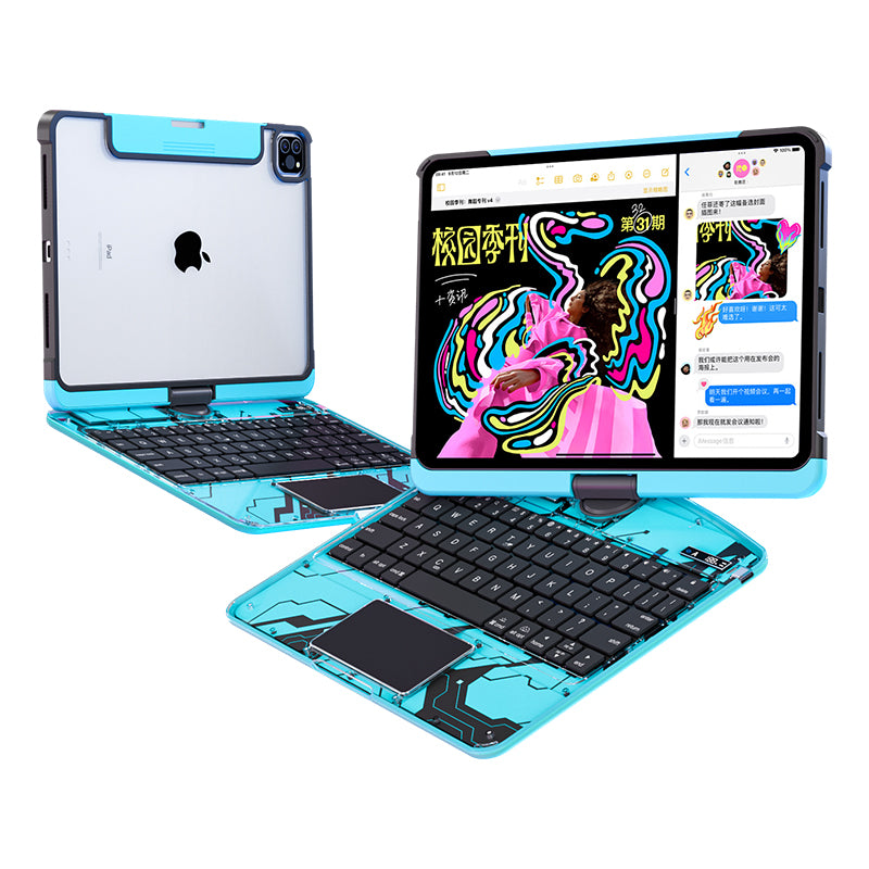 New Transparent 360° Rotating iPad Keyboard Case
