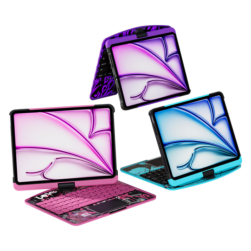 New Transparent 360° Rotating iPad Keyboard Case