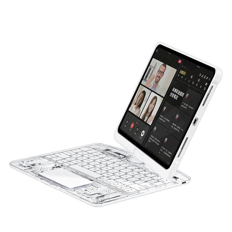 New Transparent 360° Rotating iPad Keyboard Case